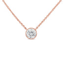 2 Micron 14K Rose Gold Plated Sterling Silver Bezel-Set Diamond Solitaire Pendant Necklace (1/3 cttw, H-I Color, I1-I2 Clarity)