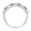 10KT White Gold 1/2 cttw Diamond and 3MM Created Blue Sapphire Gemstone Band Ring (H-I, I1-I2) - Size 7