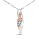 14k Rose Gold Plated Sterling Silver 1/10 Cttw Diamond Swirl Pendant Necklace
