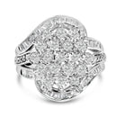 Sterling Silver 1.0 Cttw Diamond Swirl Cluster Cocktail Ring