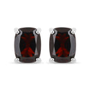 18K White Gold Plated 3.50 Carat Genuine Garnet .925 Sterling Silver Earrings