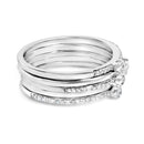 Sterling Silver 3/8 Cttw Diamond Bezel and Pave Set Stackable Ring Set