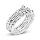 Sterling Silver 3/8 Cttw Diamond Bezel and Pave Set Stackable Ring Set