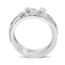 Sterling Silver 3/8 Cttw Diamond Bezel and Pave Set Stackable Ring Set