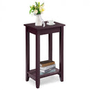 2-Tier Nightstand End Side Wooden Legs Table for Bedroom