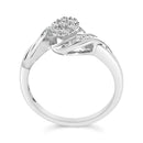 Sterling Silver 1/10 Cttw Diamond Bypass Cluster Ring