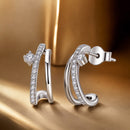 925 Sterling Silver Moissanite Earrings for Women - 1.4x0.5cm, Pavé Setting
