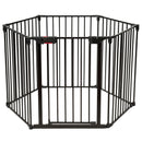 6 Panel Wall-mount Adjustable Baby Safe Metal Fence Barrier-Black