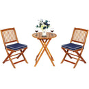 3 Pieces Patio Folding Bistro Set with Padded Cushion and Round Coffee Table-Navy
