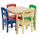 5 pcs Kids Pine Wood Table Chair Set