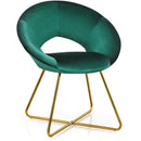 Modern Accent Velvet Dining Arm Chair with Golden Metal Legs and Soft Cushion