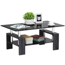 Rectangular Tempered Glass Coffee Table with Shelf