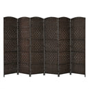 6.5Ft 6-Panel Weave Folding Fiber Room Divider Screen
