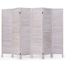 6 Panels Classic Venetian Wooden Slat Room Screen-White