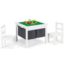 2-in-1 Kids Activity Table and 2 Chairs Set with Storage Building Block Table