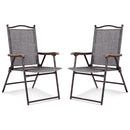 Set of 2 Patio Folding Sling Back Camping Deck Chairs
