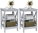 3-Tier X-Design Nightstands with Storage Shelves for Living Room Bedroom