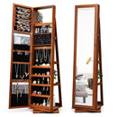 360° Rotatable 2-in-1 Lockable Jewelry Cabinet with Full-Length Mirror
