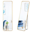Full Length Wall Mounted Body Mirror with Free Standing Stand-Golden
