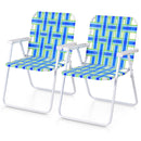 2 Pieces Folding Beach Chair Camping Lawn Webbing Chair