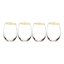 4 Ct Cathys Concepts Personalized Gold Rim Stemless Wine Glasses