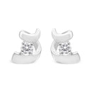 10K White Gold 1/10 Cttw Round Brilliant-Cut Diamond Espira Swirls Solitaire Push Back Stud Earrings (I-J Color, I1-I2 Clarity)