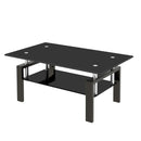 Tempered Glass Coffee Table with 2-Layer Design