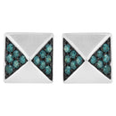 14K White Gold 1/4 Cttw Treated Blue Diamond Pyramid Stud Earring (Blue Color, SI1-SI2 Clarity)