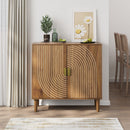 Walnut Buffet Sideboard Cabinet with Line Groove Doors