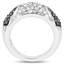 0.94 Carat Genuine Blue Diamond and White Diamond .925 Sterling Silver Ring