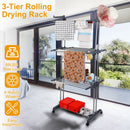 Clothes Drying Rack Rolling Collapsible Laundry Dryer Hanger Stand Rail Shelve_x000B__x000B_Wardrobe Clothing Drying Racks w/ Dual Side Wings