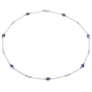 6.43 Carat Genuine Blue Sapphire and White Diamond .925 Sterling Silver Necklace