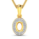 0.17 Carat Genuine White Diamond 14K Yellow Gold Semi Mount Pendant - holds 7x5mm Oval Gemstone