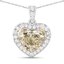 IGI Certified 4.51 Carat Genuine Light Yellow Diamond Center and 0.45cttw White Diamond 18K White Gold Pendant (4.96cttw)