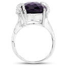 10.44 Carat Genuine Amethyst and White Topaz .925 Sterling Silver Ring