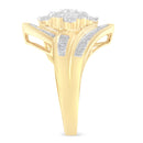 10K Yellow Gold Diamond Bypass Cluster Ring (1 Cttw, I-J Color, I2-I3 Clarity) - Size 7