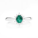 0.40 Carat Genuine Zambian Emerald and White Diamond 14K White Gold Ring
