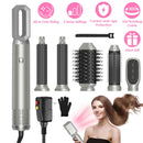 6 In 1 Hot Air Styler Volumizer Straightener Curler Dryer Automatic Wrap Styler Hair Dryer Brush Set with 3 Temp Settings ALCI Plug Glove Cable Zip Ti