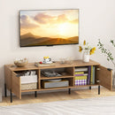 2-Door TV Stand with Charging Station and Open Shelves for TVs up to 65 Inches-Natural