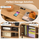 2-Door TV Stand with Charging Station and Open Shelves for TVs up to 65 Inches-Natural