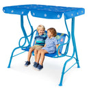 2-Seater Kids Patio Swing with Metal Stand and Adjustable Canopy-Navy