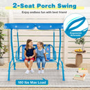 2-Seater Kids Patio Swing with Metal Stand and Adjustable Canopy-Navy