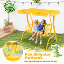 2-Seater Kids Patio Swing with Metal Stand and Adjustable Canopy-Yellow