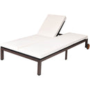 2-Person Patio Rattan Lounge Chair with Adjustable Backrest