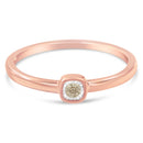 14K Rose Gold Plated .925 Sterling Silver 1/20 Carat Diamond Square Cushion-Shaped Miracle Set Petite Fashion Promise Ring (J-K Color, I1-I2 Clarity) - Size 6