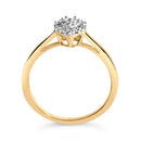 10K Yellow Gold 1/10 Cttw Diamond Heart and Halo Promise Ring