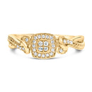 14K Yellow Gold Plated .925 Sterling Silver 1/10 Cttw Round-Cut Diamond Composite Halo Engagement Ring (I-J Color, I3 Clarity)- Size 7