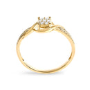 10K Yellow Gold Diamond Cluster Twisted Promise Ring