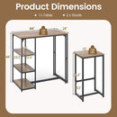 3-Piece Bar Table Set for 2 Bar-Height Dining Table with 2 Stools-Rustic Brown