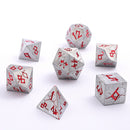Barbarian Solid Metal Polyhedral Dice Set - Matte Silver Red